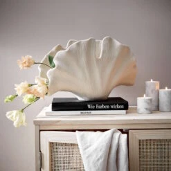 Baumarkt -Baumarkt butlers deko objekt blatt hohe 21cm ginkgo in creme 1