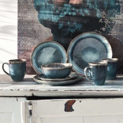 Baumarkt -Baumarkt butlers geschirr set 16 tlg hilda in dunkelblau 1