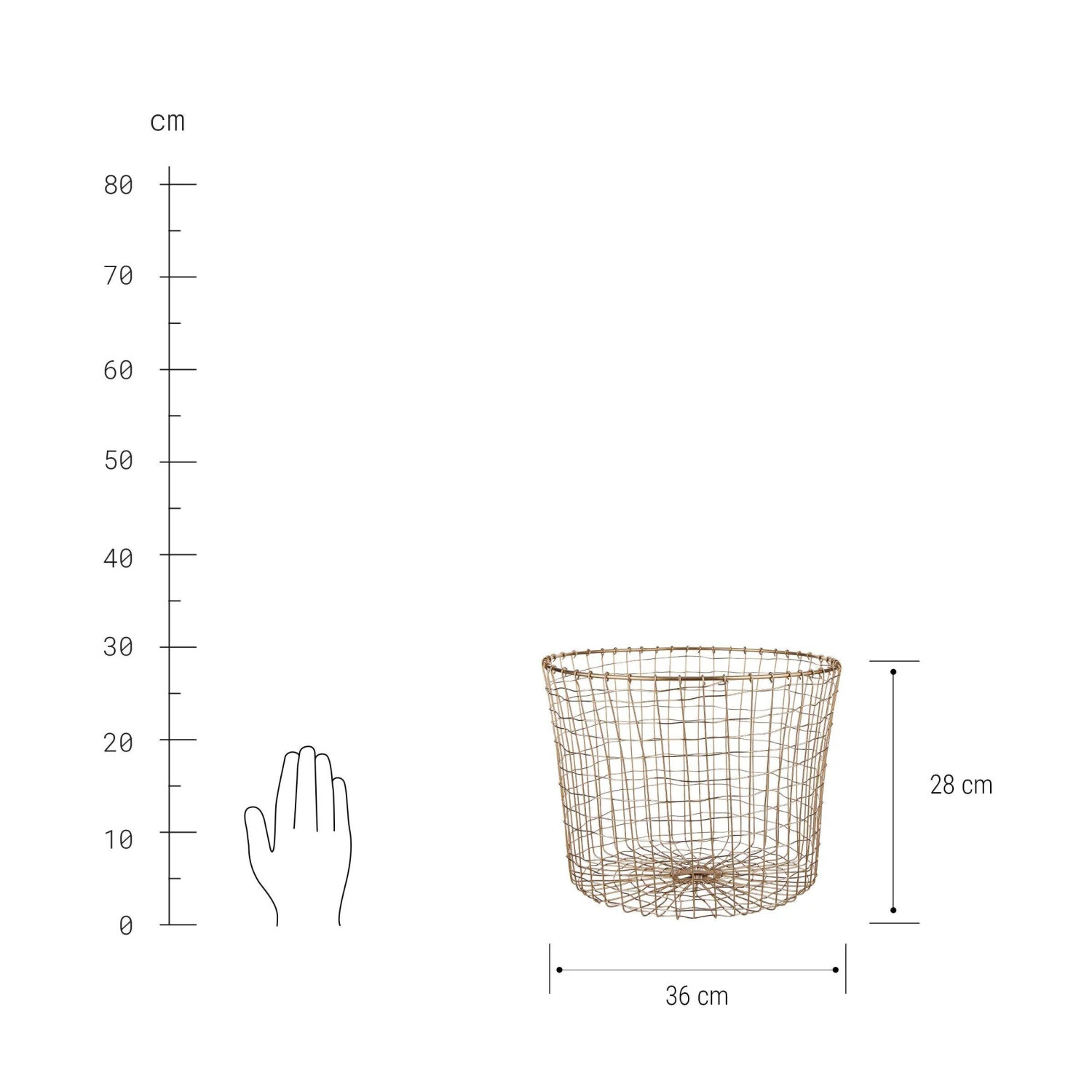 Korb Rund Ø36cm GRID In Gold 4 Korb Rund Ø36cm GRID In Gold – Bild 2