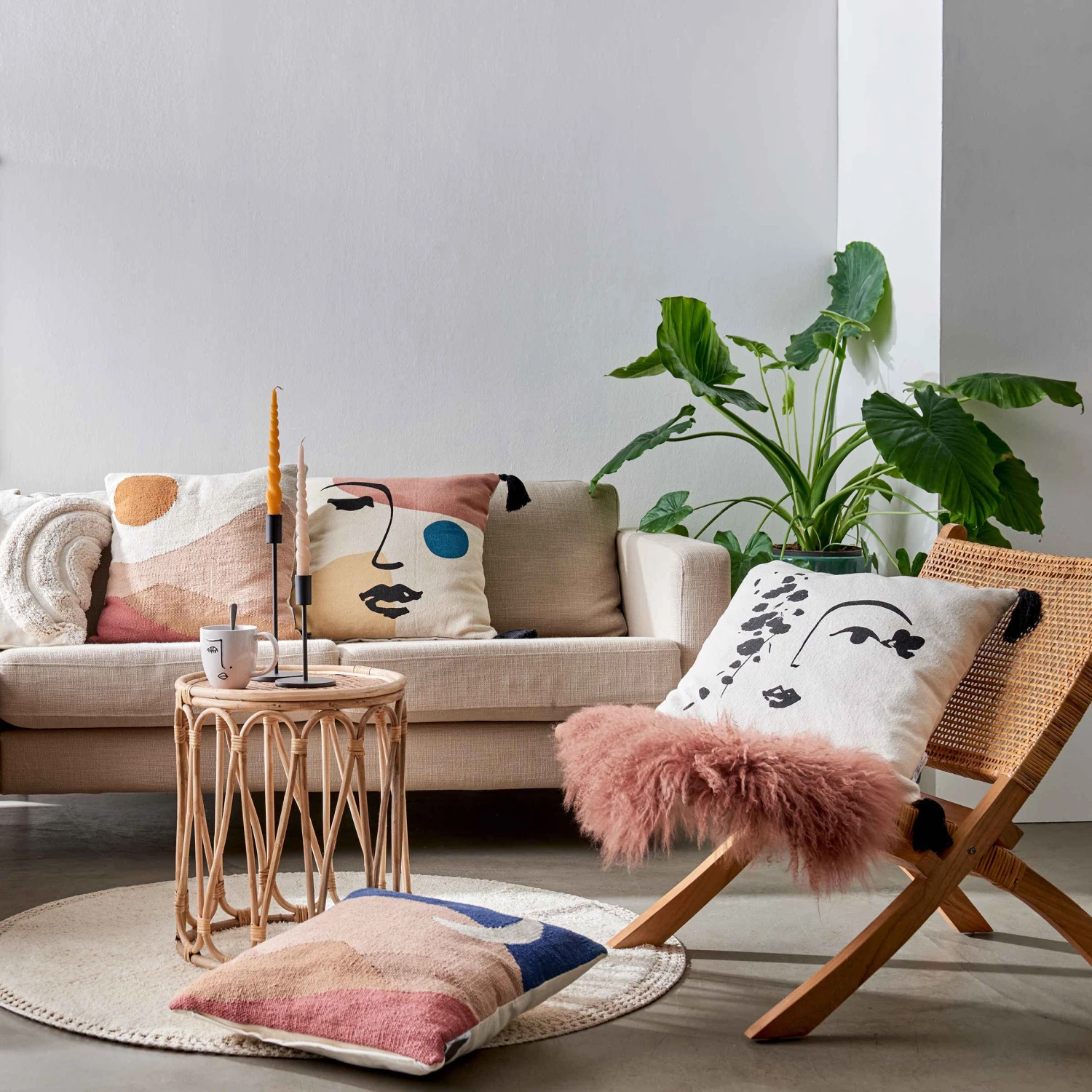 Teppich Hochflor Mit Makramé Ø120cm BOHO LOUNGE In Beige 4 Teppich Hochflor Mit Makramé Ø120cm BOHO LOUNGE In Beige – Bild 2