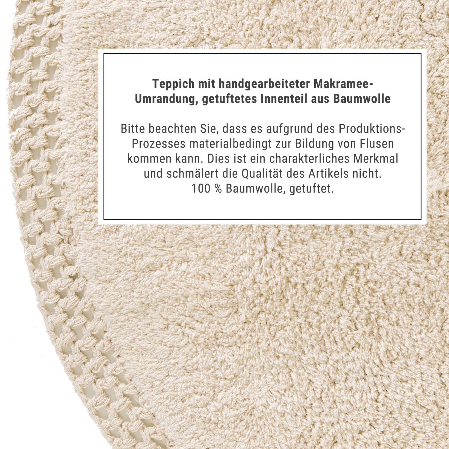 Teppich Hochflor Mit Makramé Ø120cm BOHO LOUNGE In Beige 5 Teppich Hochflor Mit Makramé Ø120cm BOHO LOUNGE In Beige – Bild 3