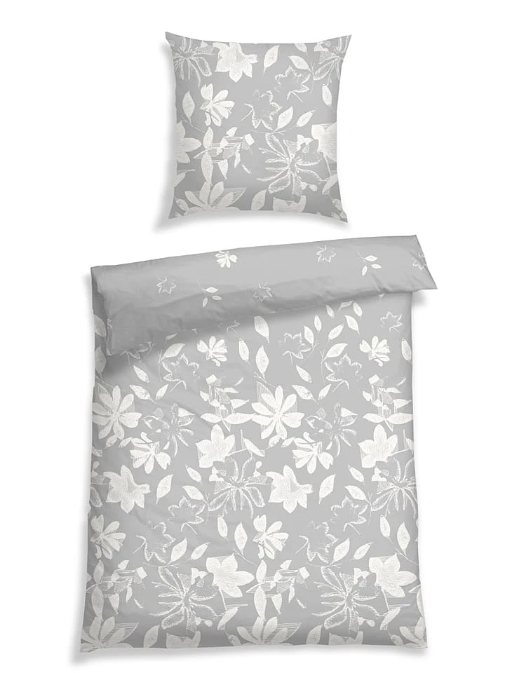 Schiesser Renforcé-Bettwäsche-Set "Fleur" In Grau 3 Schiesser Renforcé-Bettwäsche-Set "Fleur" In Grau